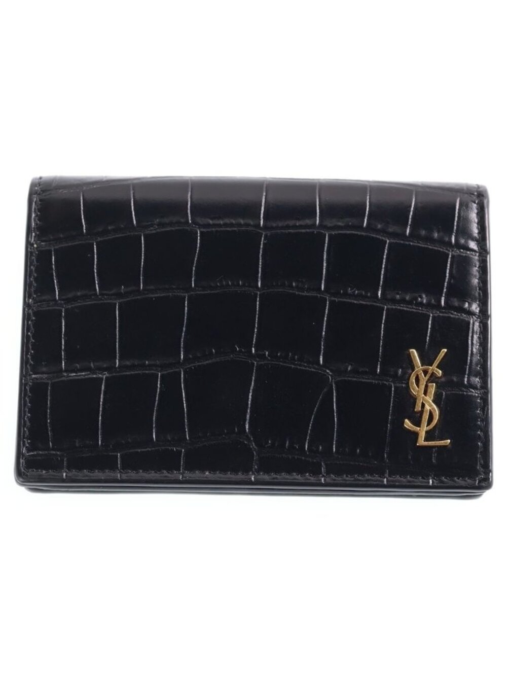 Saint Laurent Paris Croco Coin Purse Black
